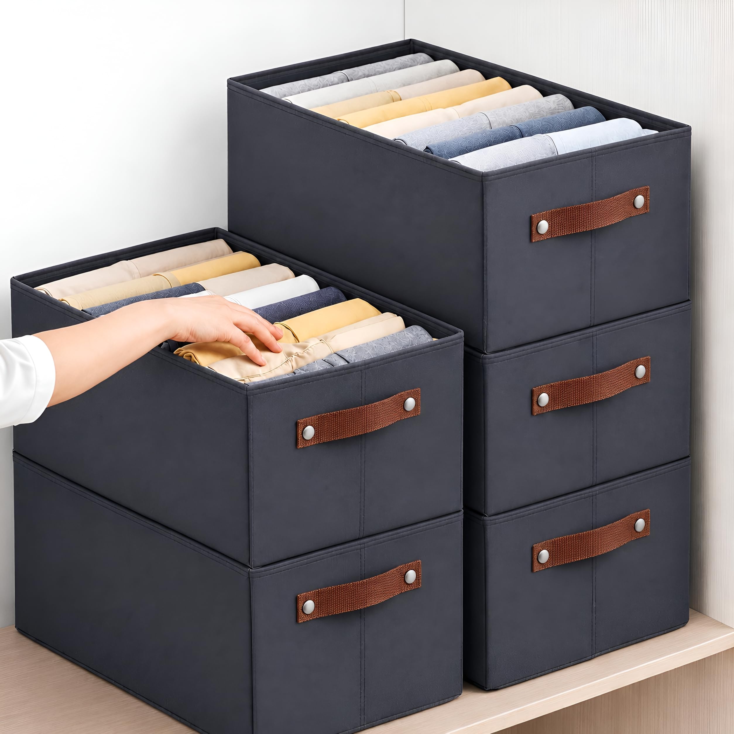 PulGos 1 Pcs Wardrobe Organizer for Storage | Rust-Free & Odour-Free Foldable Organiser| Stackable Space-Saving & Multipurpose Cloth Organizers for Almirah, Closet, Cupboard, Shelf, Home & Office Use-image-41