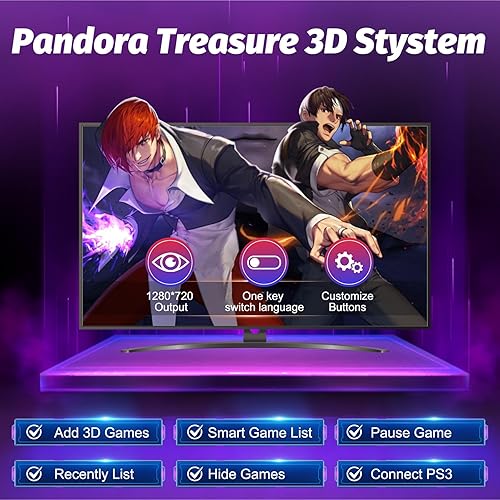 Miniatura 4 de 29,800 juegos en 1 consola Pandora Box Arcade - Máquina de videojuegos retro con joysticks duales, sistema 3D, soporte para 4 jugadores, compatible