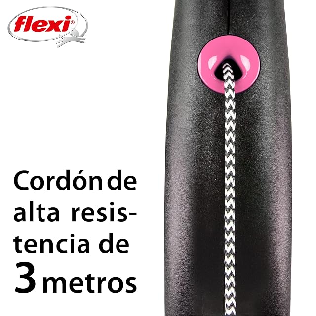 Foto 3 de 7 de Flexi® Black Design XS Cordón 5 m Negro/Pink, Correa Extensible para Perros hasta máx. 8 kg