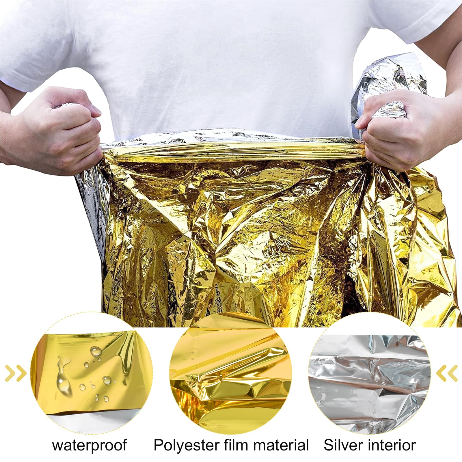 4 Coperte Termiche Emergenza - Coperta Sopravvivenza Riutilizzabile 210x160cm - Foto 4