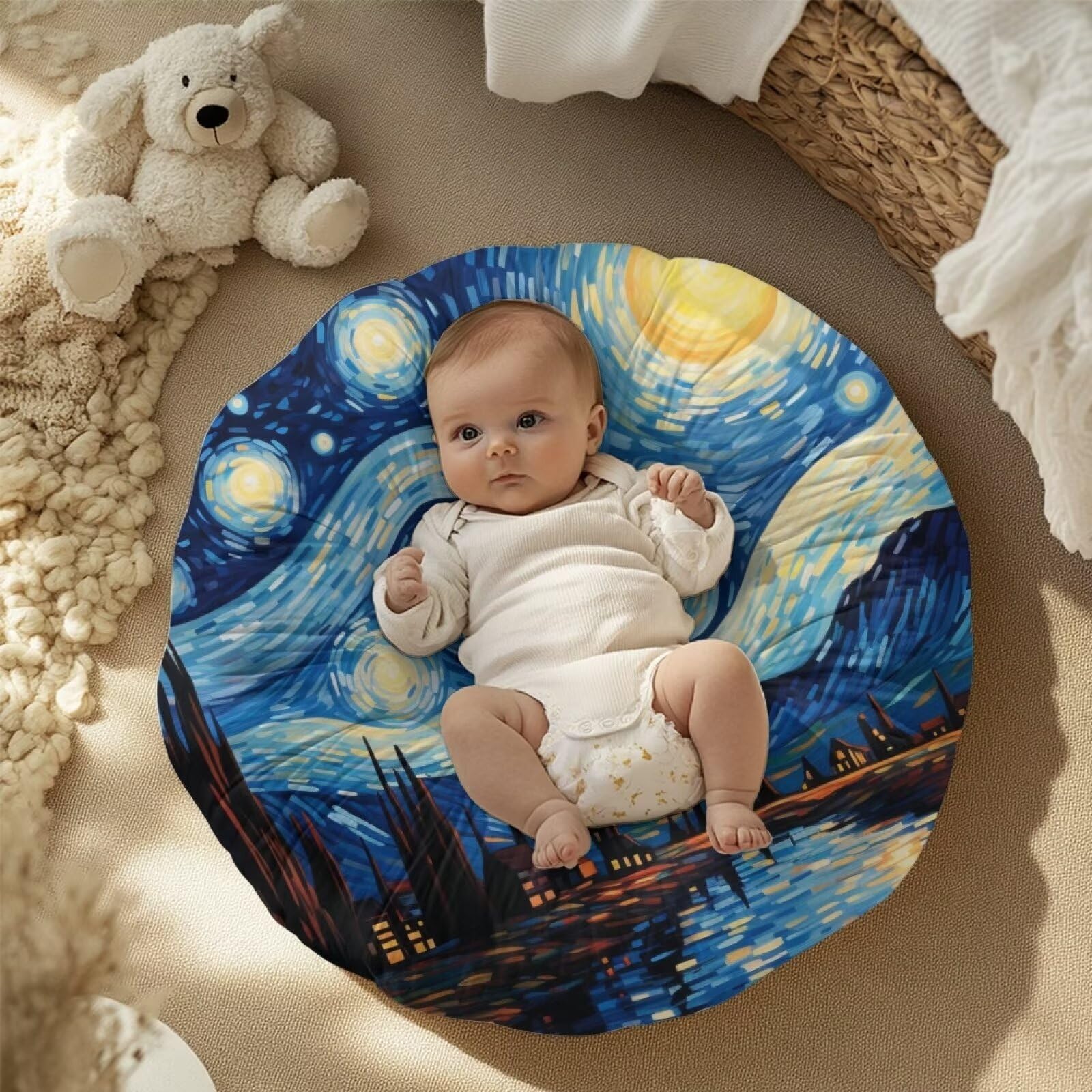 Bivxisrvo Blue Sky Baby Lounger Cover for Newborns Soft Slipcover Fitting Most Infant Loungers and Baby Nest Loungers Baby Padded Lounger Infant Floor Seat Covers for Boys Girls