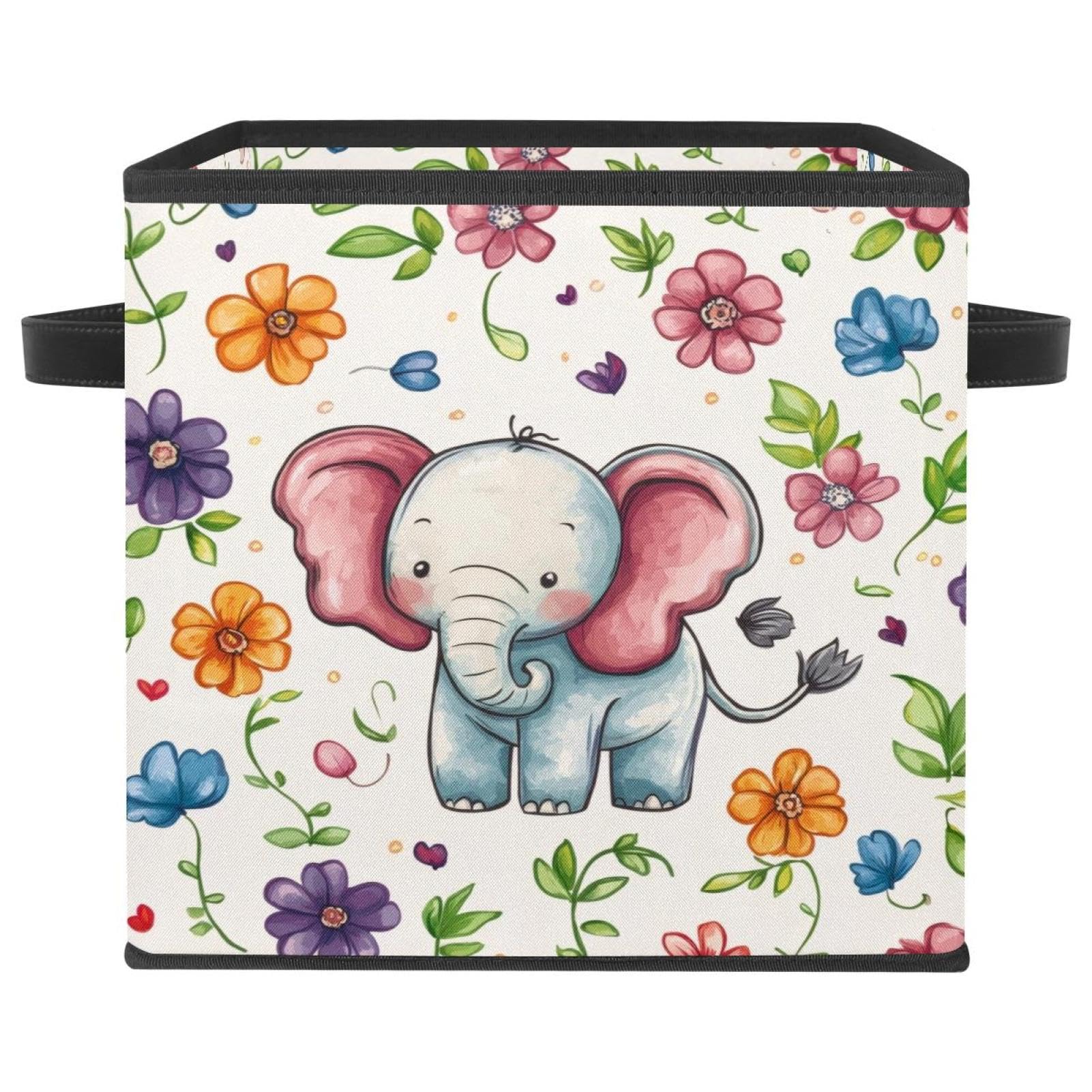 Boîte de rangement en forme d'éléphant paniers pliables en tissu Oxford pour armoire