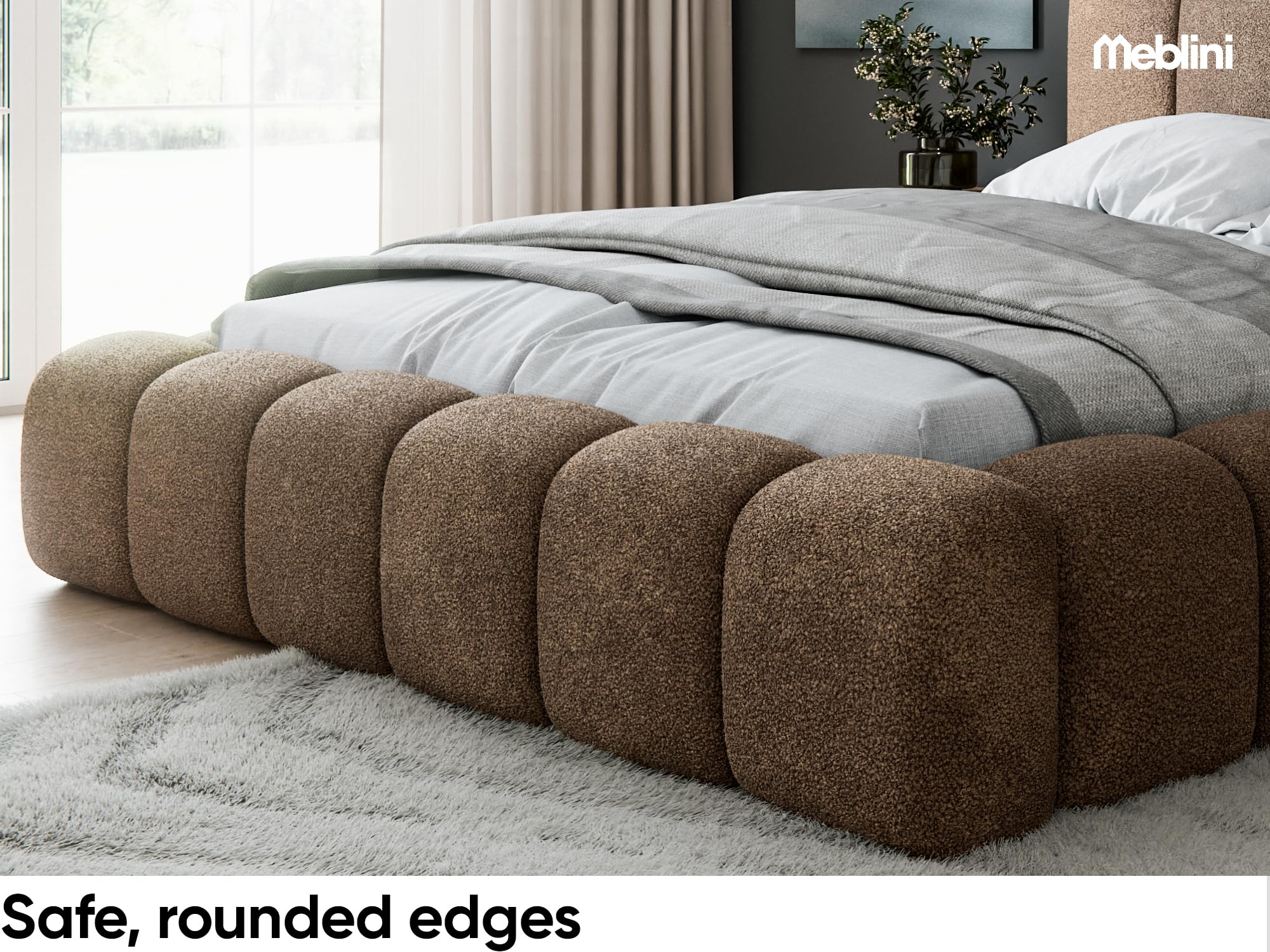 MEBLINI Polsterbett 180x200 mit Lattenrost - Schwarz Boucle ohne Matratze - SOFINA - Bubble Bett - Cloud - Marshmallow Bed - Kopfteil Bett mit Stauraum - Betten