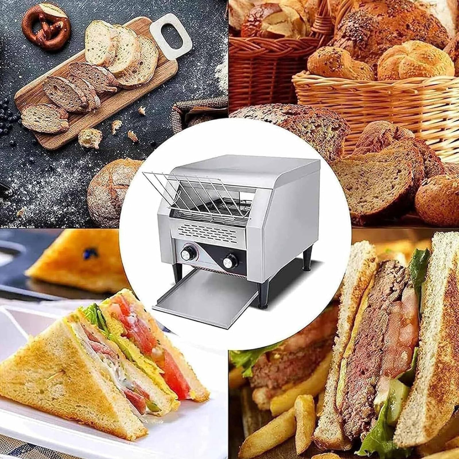 Tostadora de acero inoxidable,Tostadora de cinta,Tostadora comercial para restaurante,Tostadora completa de acero inoxidable,Tostadora de diseño,para pan Bun Hotel Cantina Cafe Home Buffet,220V