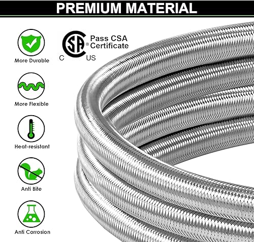 Miniatura 7 de Kit de 4 puertos de latón propano con manguera trenzada de acero inoxidable de 5 pies y 12 pies, el kit de adaptador de T permite la conexión entre