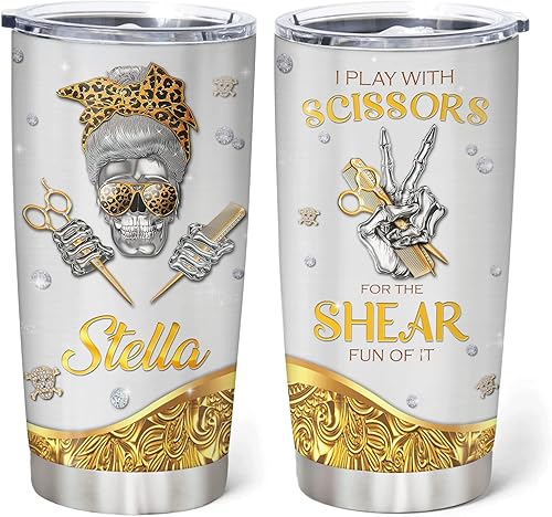 Miniatura 8 de Hyturtle Vaso de café personalizado para estilista con nombre personalizado, taza de viaje de 20 onzas con tapa, regalos de cumpleaños para