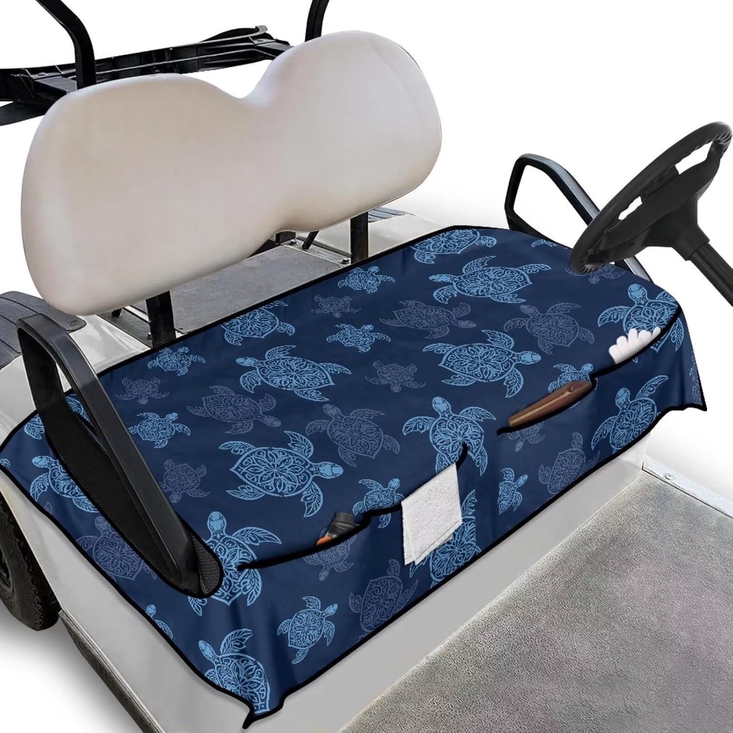 Golf Cart Seat Covers with Front Pockets Golf Cart Accessories for Club Car 2 Seat Thickened Golf Cart Seat Blanket