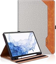 Hülle für Samsung Galaxy Tab S9/S8/S7 2023/2022/2020 11 Zoll, Business PU Leder Schutzhülle mit Portemonnaie und Standfunktion, Multi-Winkel Ansehen Folio Case Auto Schlaf/Wach - Grau