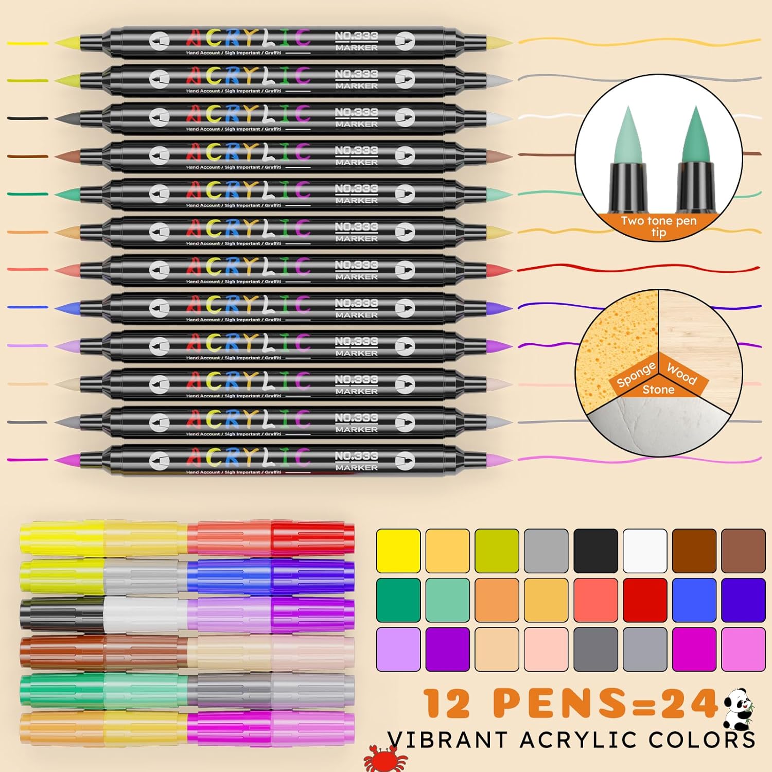 Dufvrpe 87 Pcs Magic Foam Texture Painting Kit, Including 51 Pcs Foam Texture Paper, 24 Colors Brush Tip Acrylic Paint Markers, Magical 3D Effect Texture Painting Kit