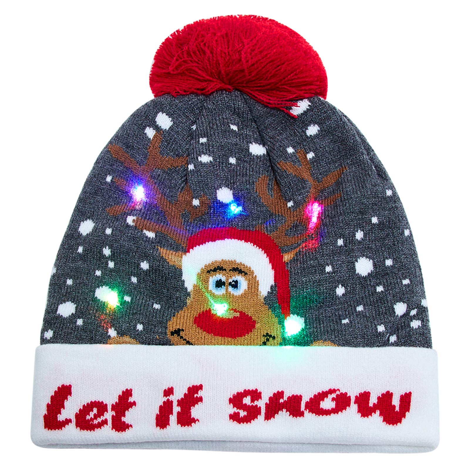 TUONROAD LED Weihnachtsmütze Herren Lustig Leuchten Beanie Mütze Warme Wintermütze Strickmütze Hässlich Urlaub Party Geschenk Kappe Hut für Männer Frauen Jungen Mädchen Kinder