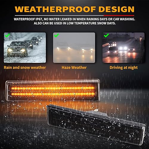 Miniatura 5 de Luces LED de posición laterales delanteras para Ford Bronco 1980-1986 y Ford F150 F250 F350 1980-1986 Pickup Truck SUV Lámparas de parachoques lente