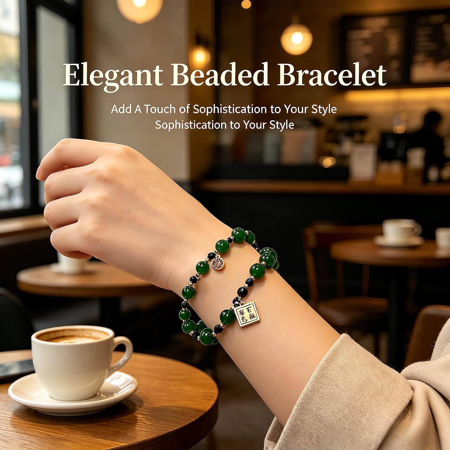 Good Luck Phone Charm with Retro Green Beaded, Lucky Wrist Strap | Chinese Feng Shui, Fortune Beaded Wristlet Strap, Anti-lost Rope, Wealth Phone Lanyard, Bag Keychain Chain, For Women Girls