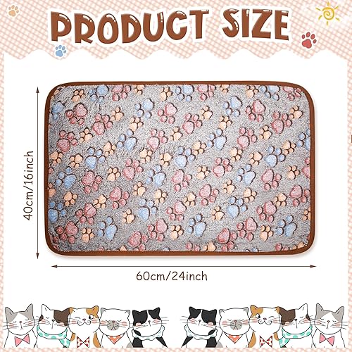 Miniatura 2 de 8 mantas de forro polar para perros pequeños y gatos, mantas suaves de terciopelo coral cálido para dormir, manta mullida con estampado de patas de