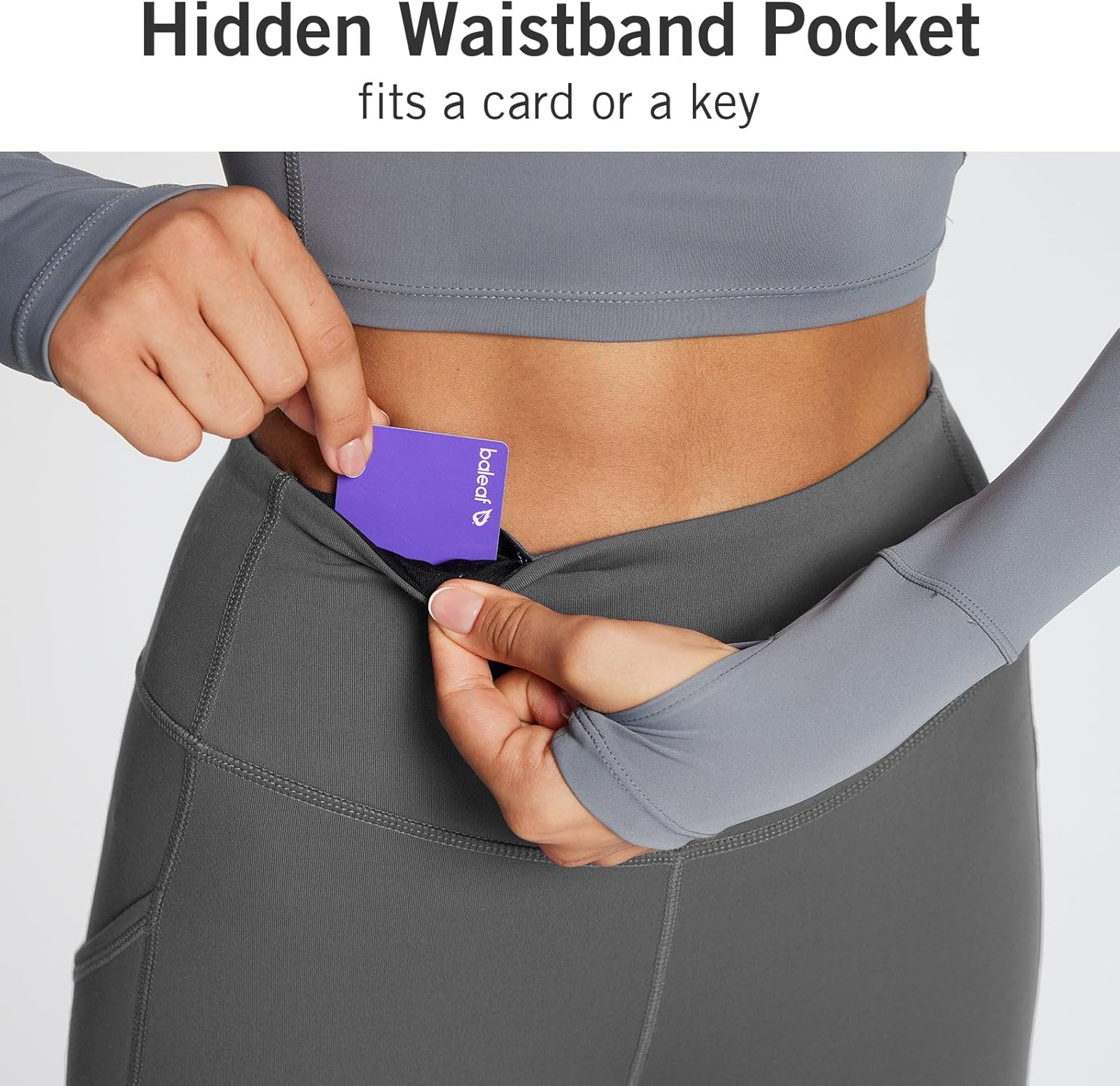 baleaf Women's Petite Fleece Lined Leggings with Pockets, 25" Thermal Winter Warm High Waisted Thick 7/8 Yoga Pants - Image 5