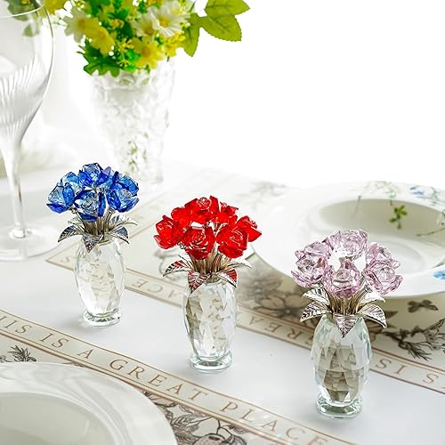 Vista 71 de H&D HYALINE & DORA Figura de flores moradas de cristal, regalos de rosas para mamá, esposa, abuela, adorno coleccionable de flores de cristal, Día