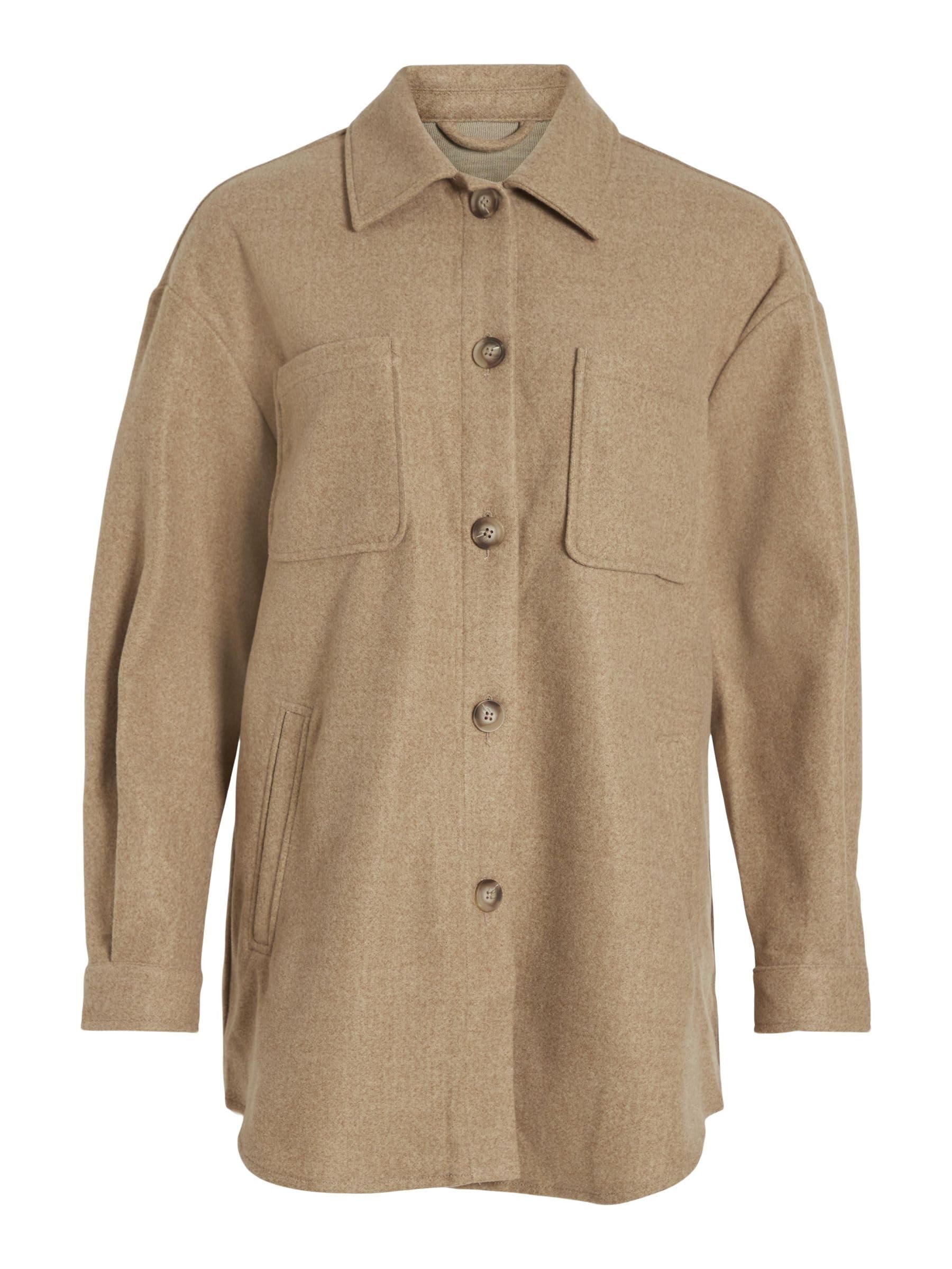 Vila Women's Brown Long Sleeve Shirt Jacket in Size 16, Sports Direct