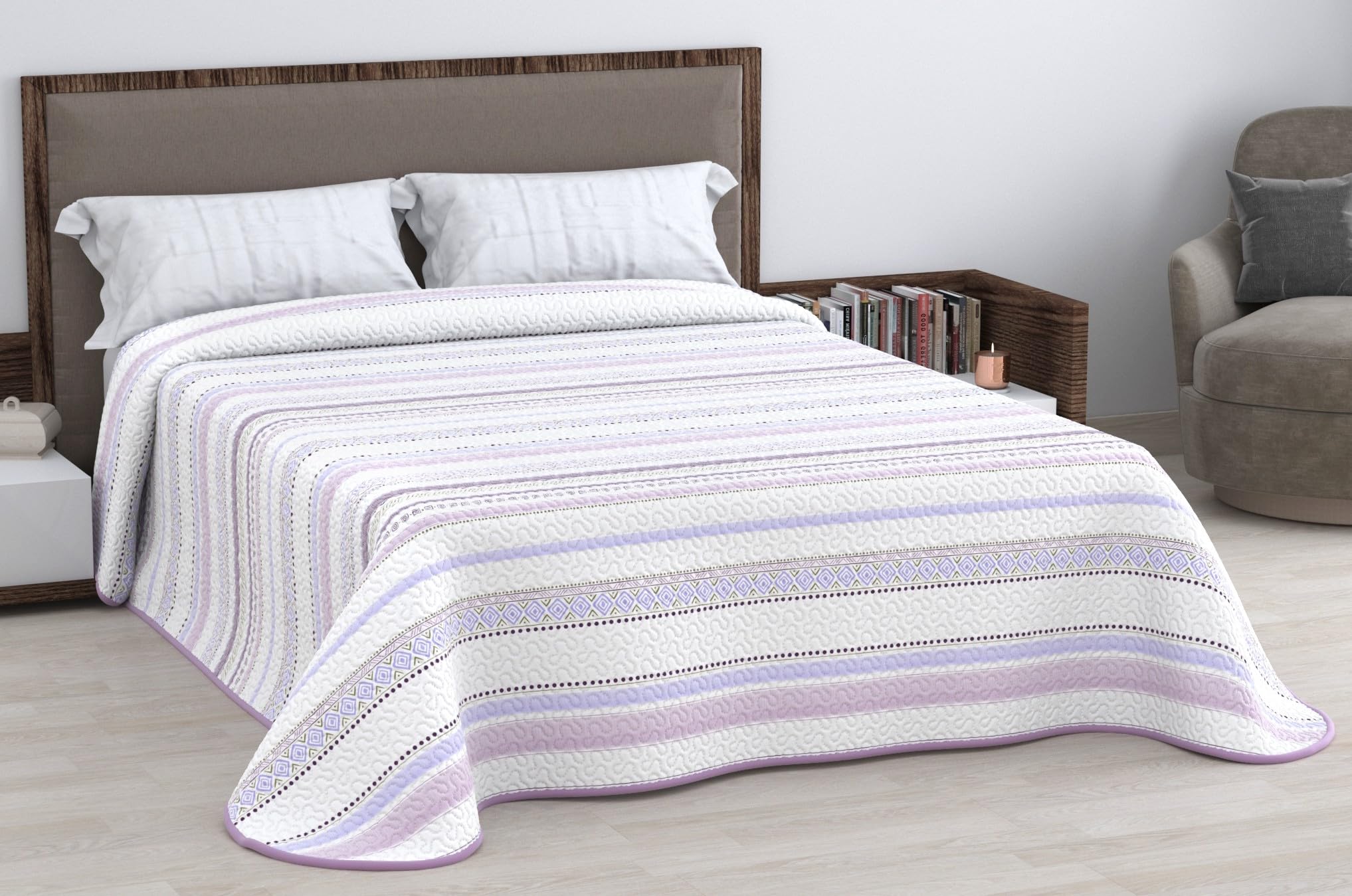 HM'S HOME'SECRET Colcha Bouti Estampada de 100% Microfibra Suave - Variedad de Diseños y Tamaños (Liso Gris, Cama 150cm) — view 13