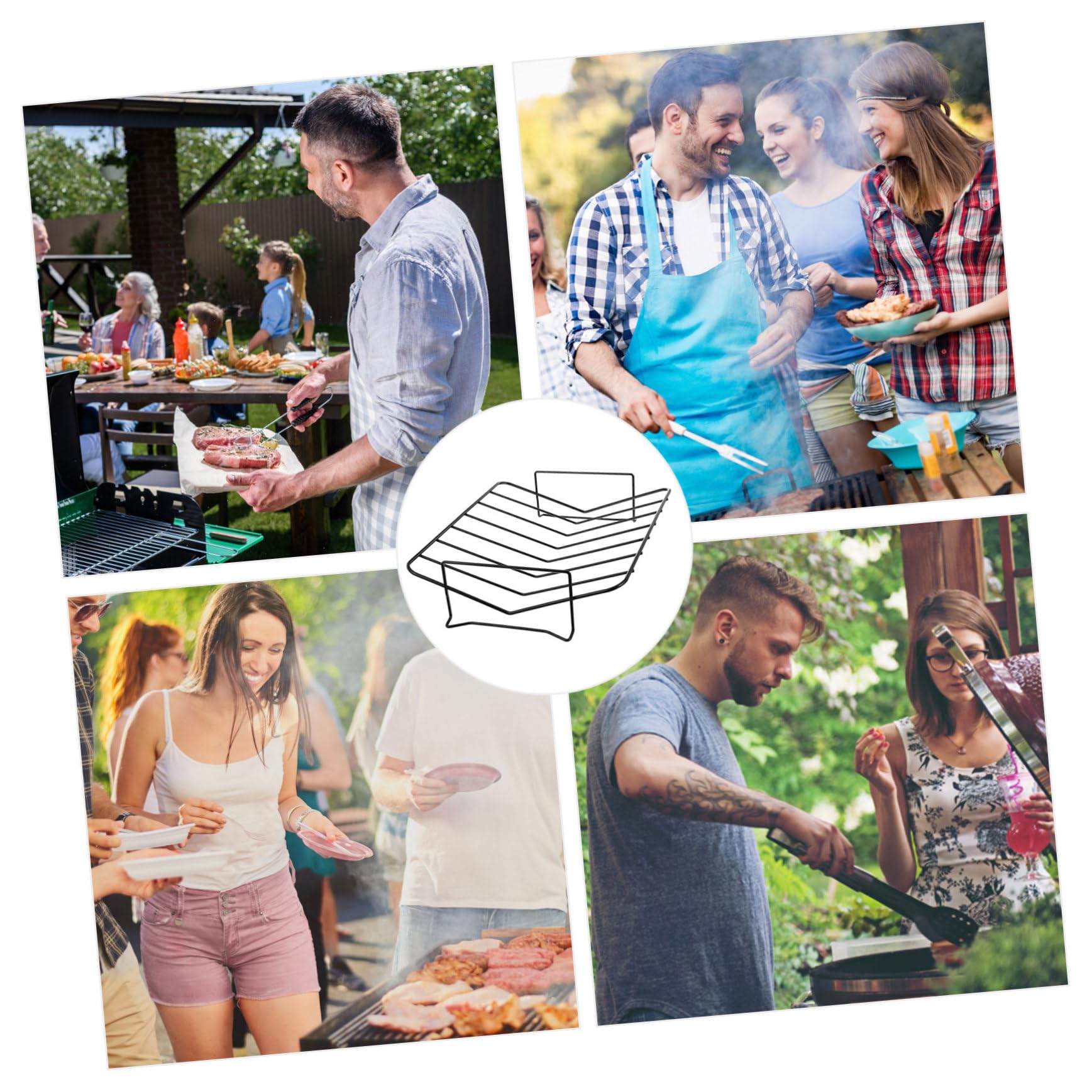 Yardwe 1pezzi Barbecue da Esterno Supporto per Grill Pratico Realizzato in Acciaio al Carbonio Resistente e Sicuro per Uso Prolungato