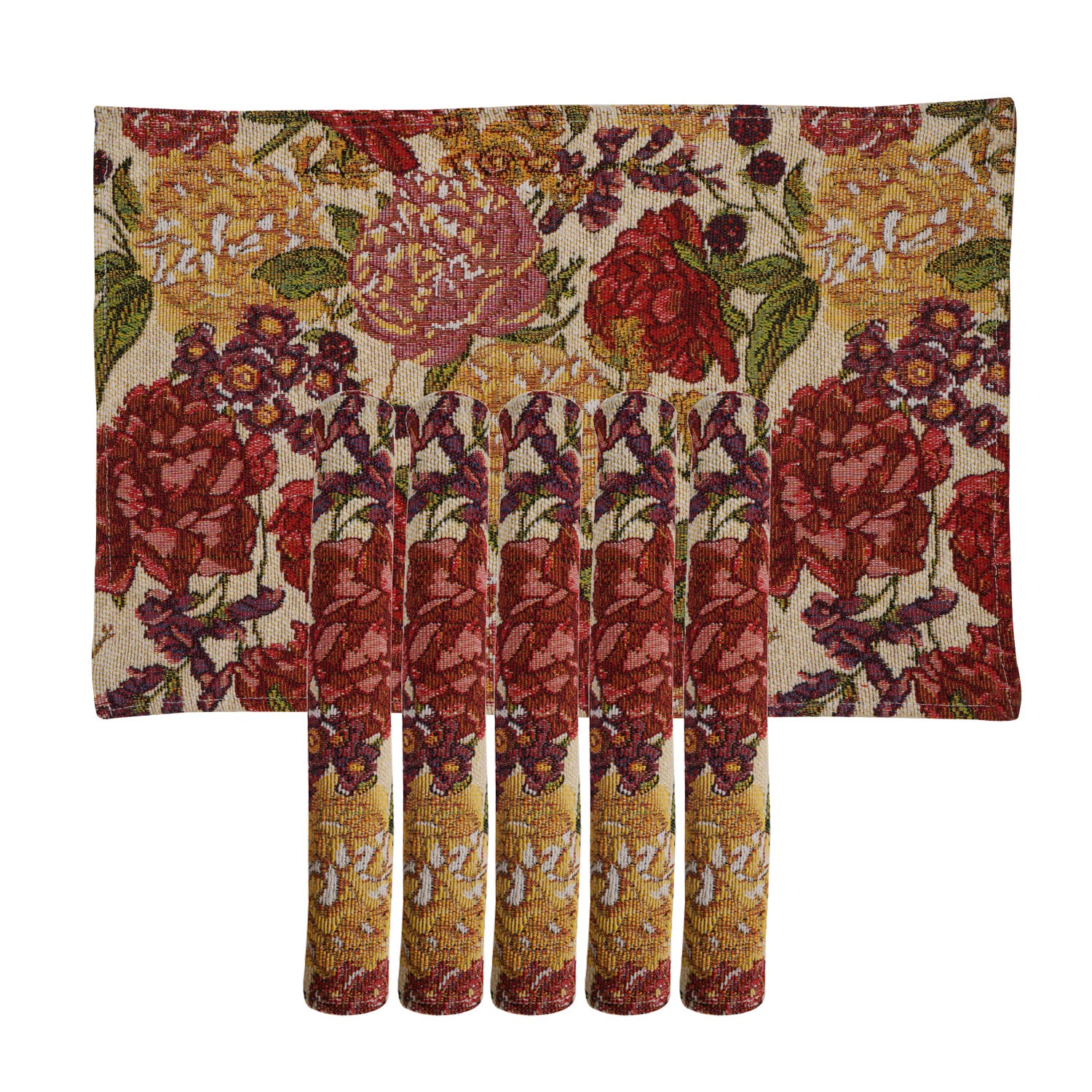 Rangoli Cotton Table Mats - Set of 4 Floral Design -13 Rangoli Cotton Table Mats - Set of 4 Floral Design -13