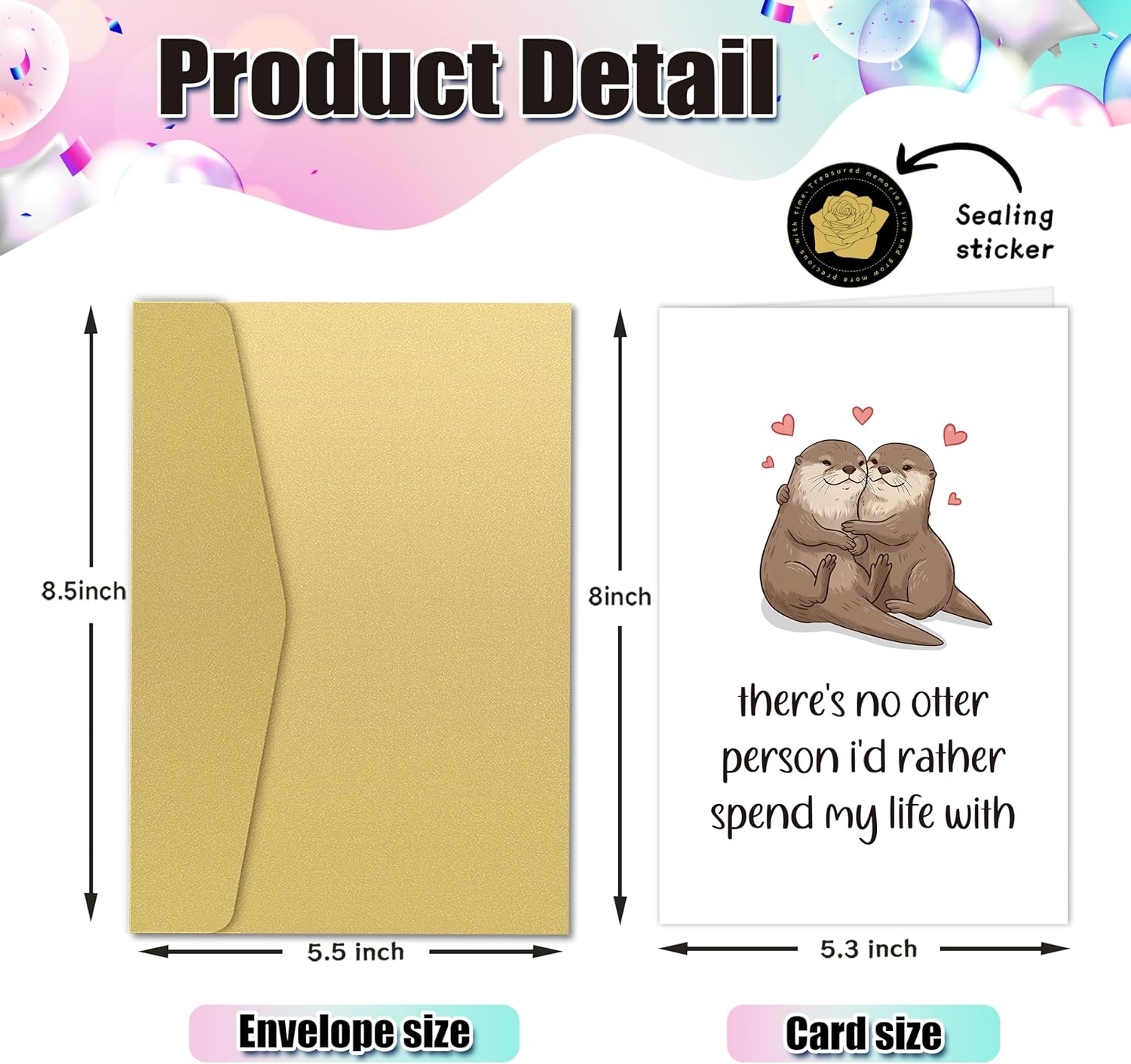 Cute Otter Anniversary Card for Husband Wife, Valentine's Day Card for Him Her, There's No Otter Person I'd Rather Spend My Life With - Image 2