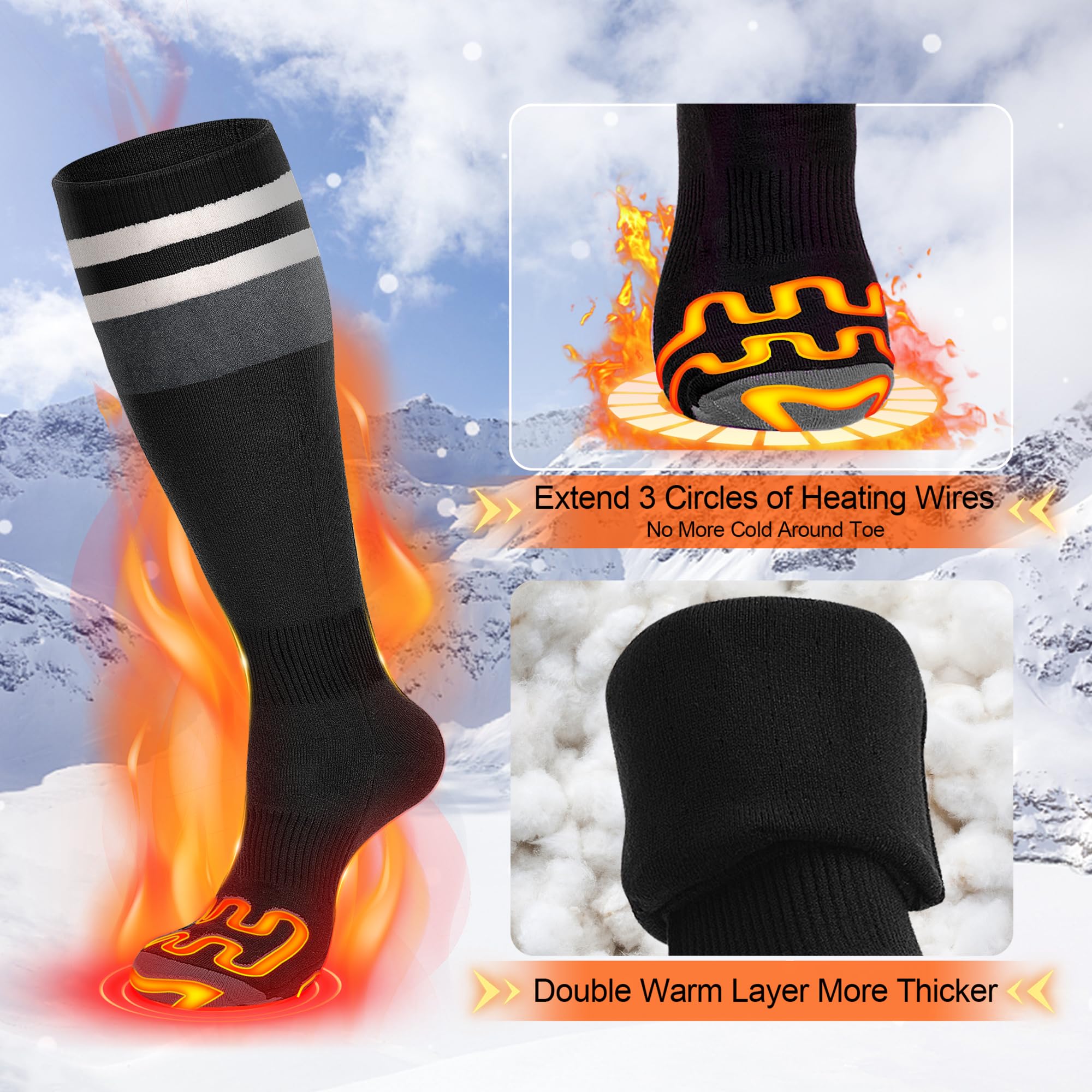 LATITOP 2024 Upgraded Heated Socks for Men Women,7.4V 22.2WH 6000mAh ...