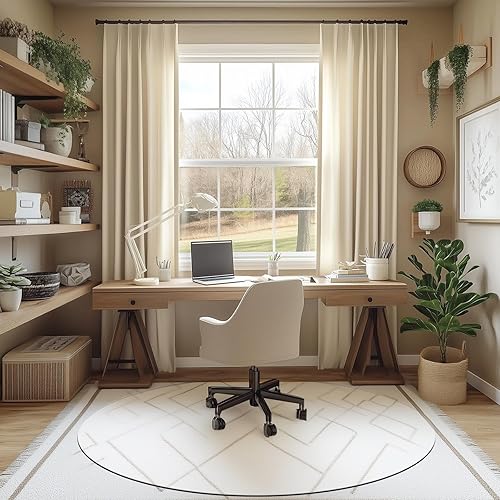 Miniatura 3 de Tapete redondo para silla de oficina para alfombra y madera dura, mejorado de 39 x 39 pulgadas, tapete de vidrio templado de doble uso para silla y