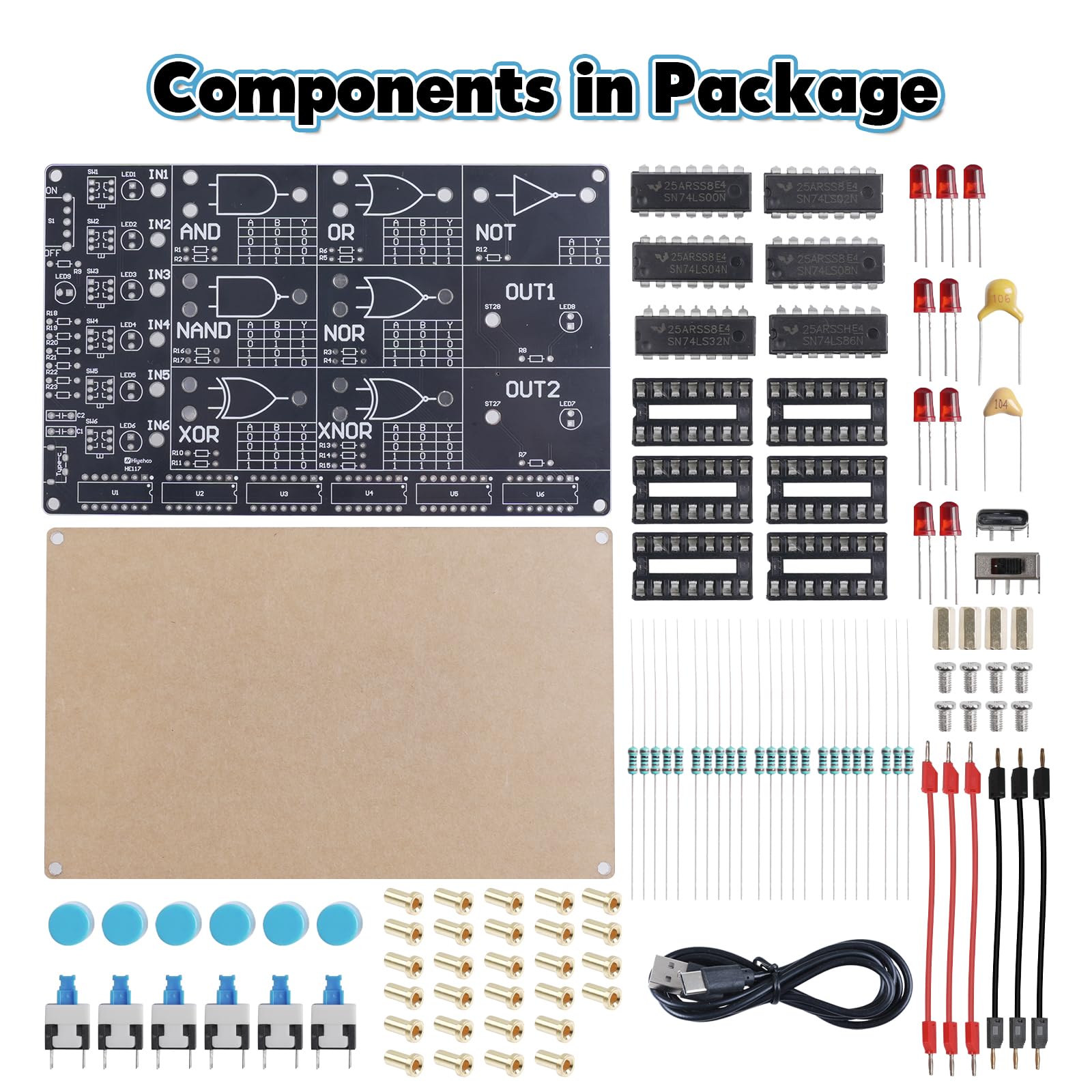 Kit de soudure de circuit de porte logique DIY - Kit d'apprentissage de base avec simulation LED interactive - Kit de pratique de soudure électronique pour étudiants du collège et du lycée
