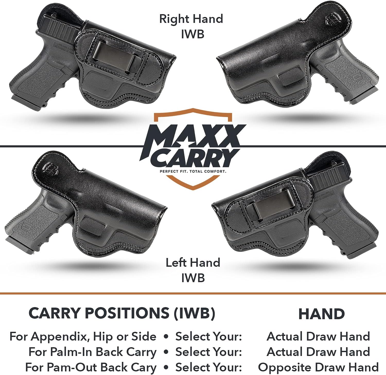 Maxx Carry Tuckable IWB Leather Holster Fits SIG P320 XCarry | XCompact | Inside The Pants Holster for Tuck in Conceal Carry,.