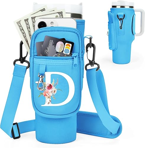 Miniatura 83 de Initial Water Bottle Holder with Strap for Stanley 40 oz Tumbler/Simple Modern 40 oz Tumbler,Water Bottle Carrier Bag with Strap,Personalized A-Z
