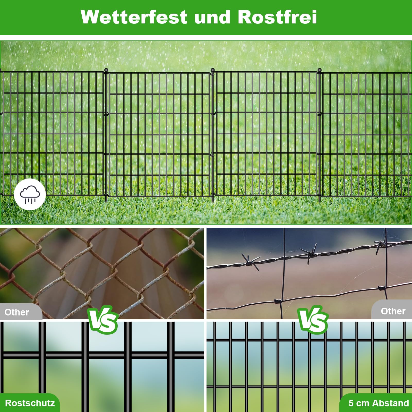 Dekorative Gartenzaun 81CM * 71 CM * 5 Stücke Metall Steckzaun, Keine Graben Tier Barriere Fechten, Haustier Zaun Gitterzaun Set Beetzaun Grenze für Kaninchen Hund