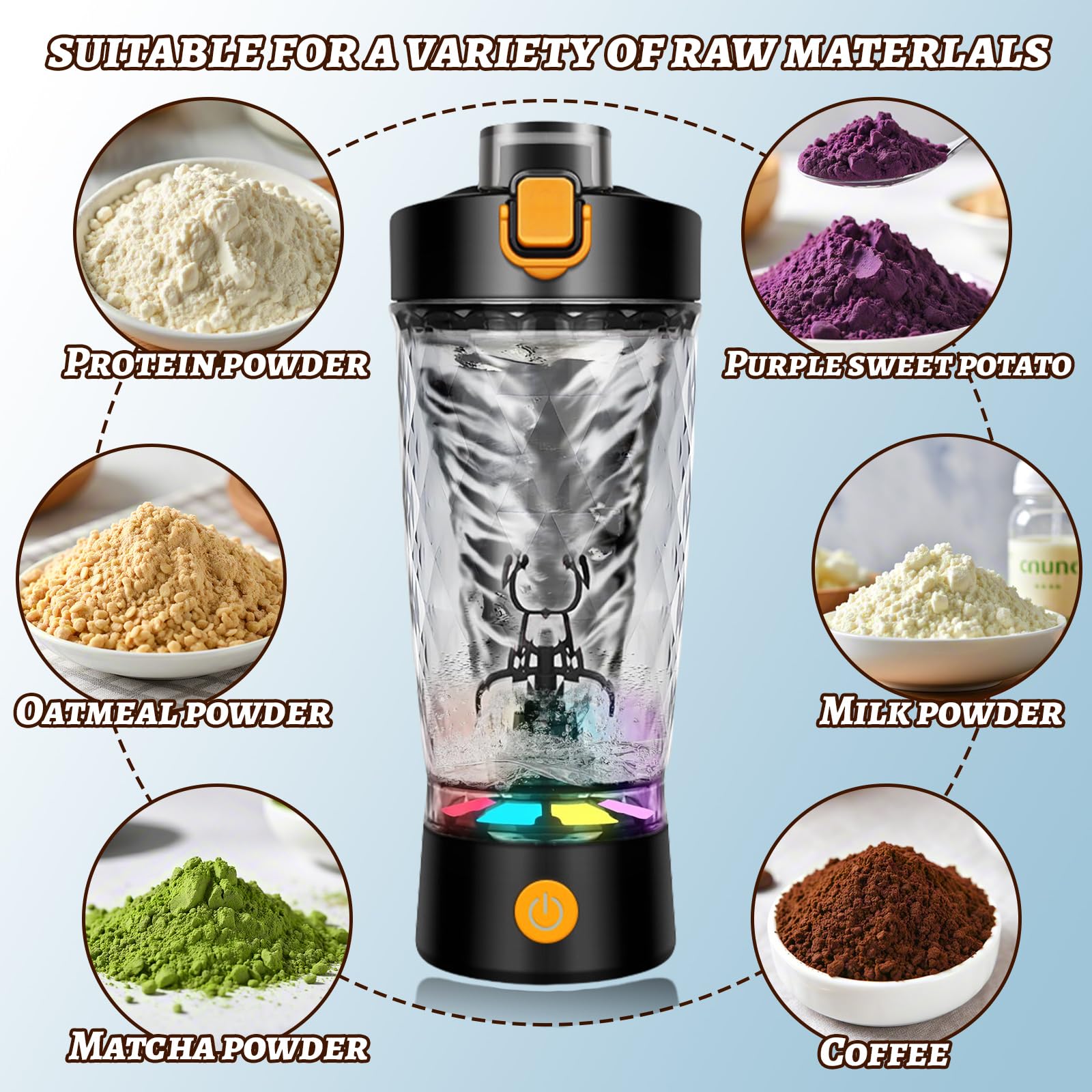 flintronic Shaker électrique à protéines - 650 ml - Mixeur automatique de protéines - Rechargeable par USB C - Pour shakes protéinés - Sans BPA