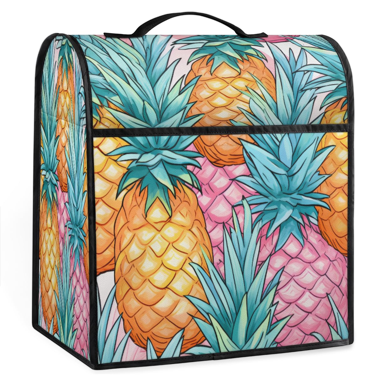 Coffee Maker Cover Watercolor Pineapple Kitchen Appliance Covers Small Appliance Covers Blender Cover Juicer Cover Dust Covers for Kitchen Appliances with Top Handle and Pockets,Washable,B679