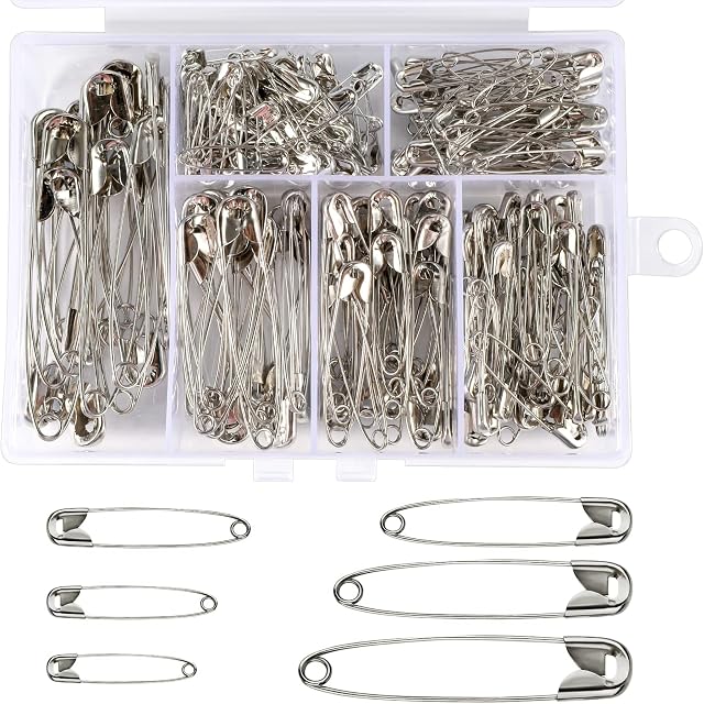 LUTER 250 Pieces 6 Sizes Safety Pins Small and Large Craft Pins Durable Rust-Resistant Safety Pins for Art Craft Sewing Jewelry Making Home Office Use (Silver)
