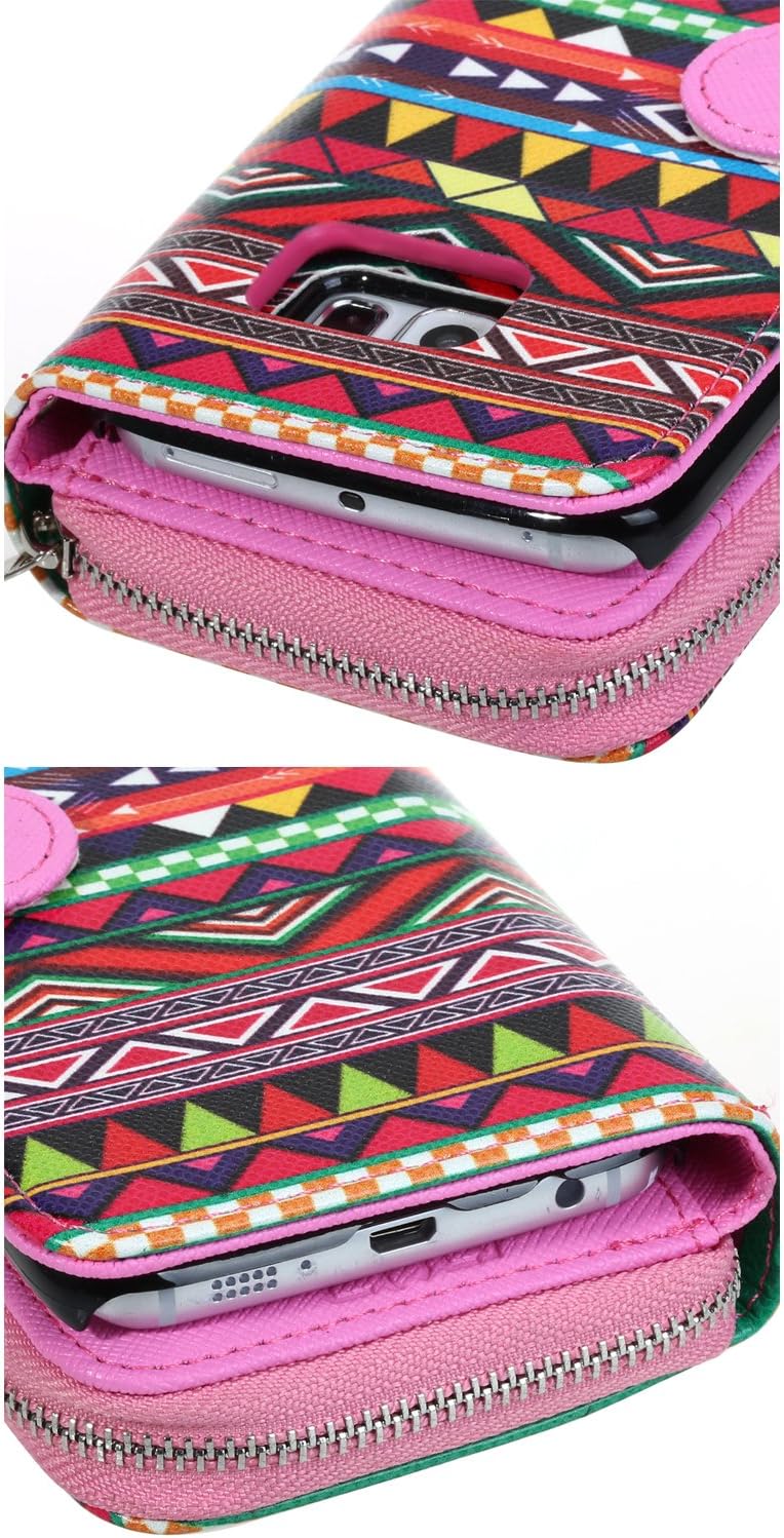 E LV Case for Galaxy S7 Edge Case 2IN1 (CASE Cum Purse) PU Leather flip Wallet Bag Pouch Case Cover for Samsung Galaxy S7 Edge - [Tribal]