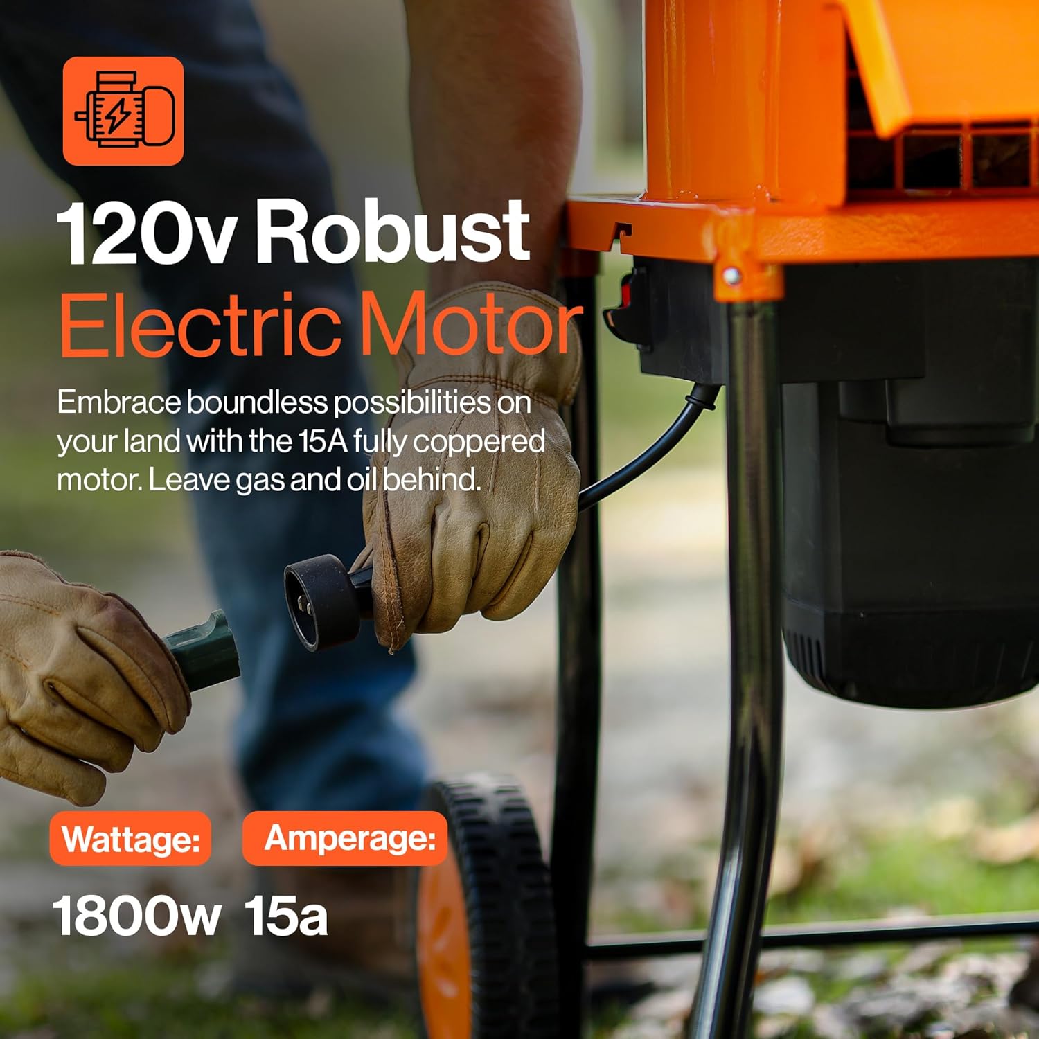 SuperHandy Leaf Mulcher Shredder Electric Waste Management Heavy Duty 120V AC 11" Inch Cutting Blade 0.5" Inch Cutting Capacity for Leaves, Grass, & Clippings