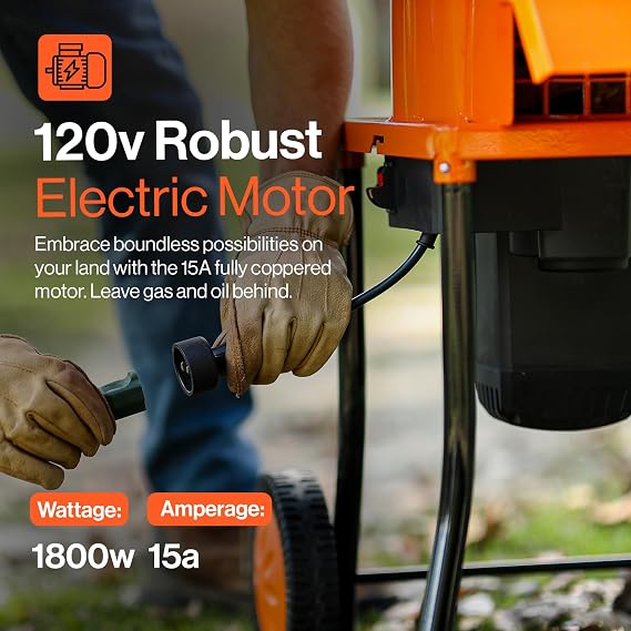 SuperHandy Electric Leaf Mulcher Shredder - Steel Construction, 15-AMP 120V AC Motor, 11 Cutting Blades - .5 Capacity for Leaves, Grass & Yard Clippings