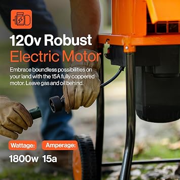 SuperHandy Electric Leaf Mulcher Shredder - Steel Construction, 15-AMP 120V AC Motor, 11 Cutting Blades - .5 Capacity for Leaves, Grass & Yard Clippings