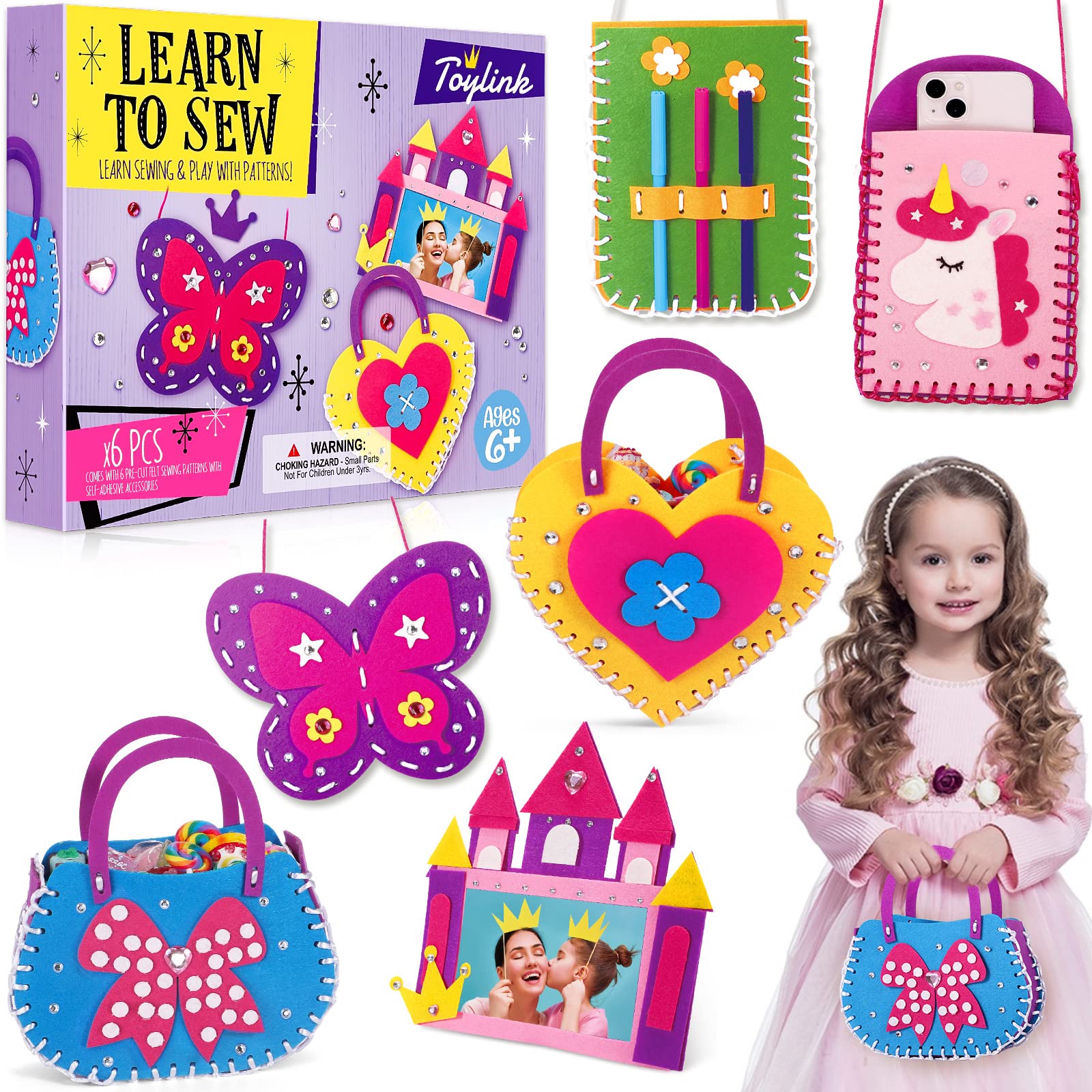 Toylink Kit Cucito Bambini 7 Frutta: Il Primo Set Creativo Fai Da Te Per Bambine E Bambini 3-8 Anni. Imparano A Cucire Divertendosi!