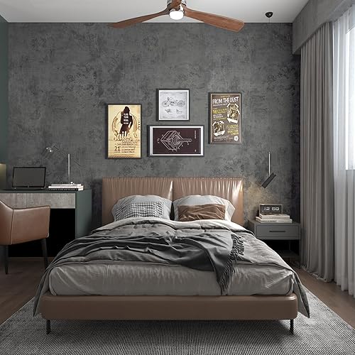 Miniatura 6 de Papel tapiz de hormigón azul extra ancho de gran tamaño para despegar y pegar, papel de pared de cemento industrial, vinilo gris grueso mate de 48 x