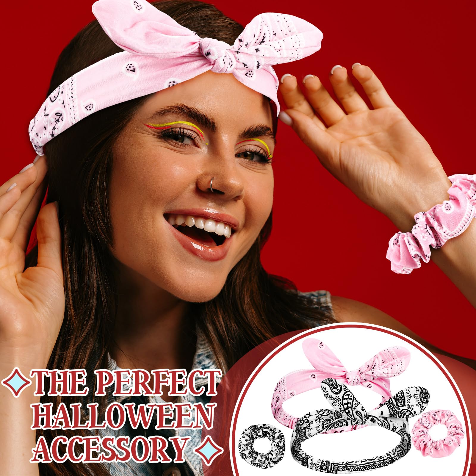 Amazon.com : Hoteam 2 Set Bandana Headband Scrunchies Women 