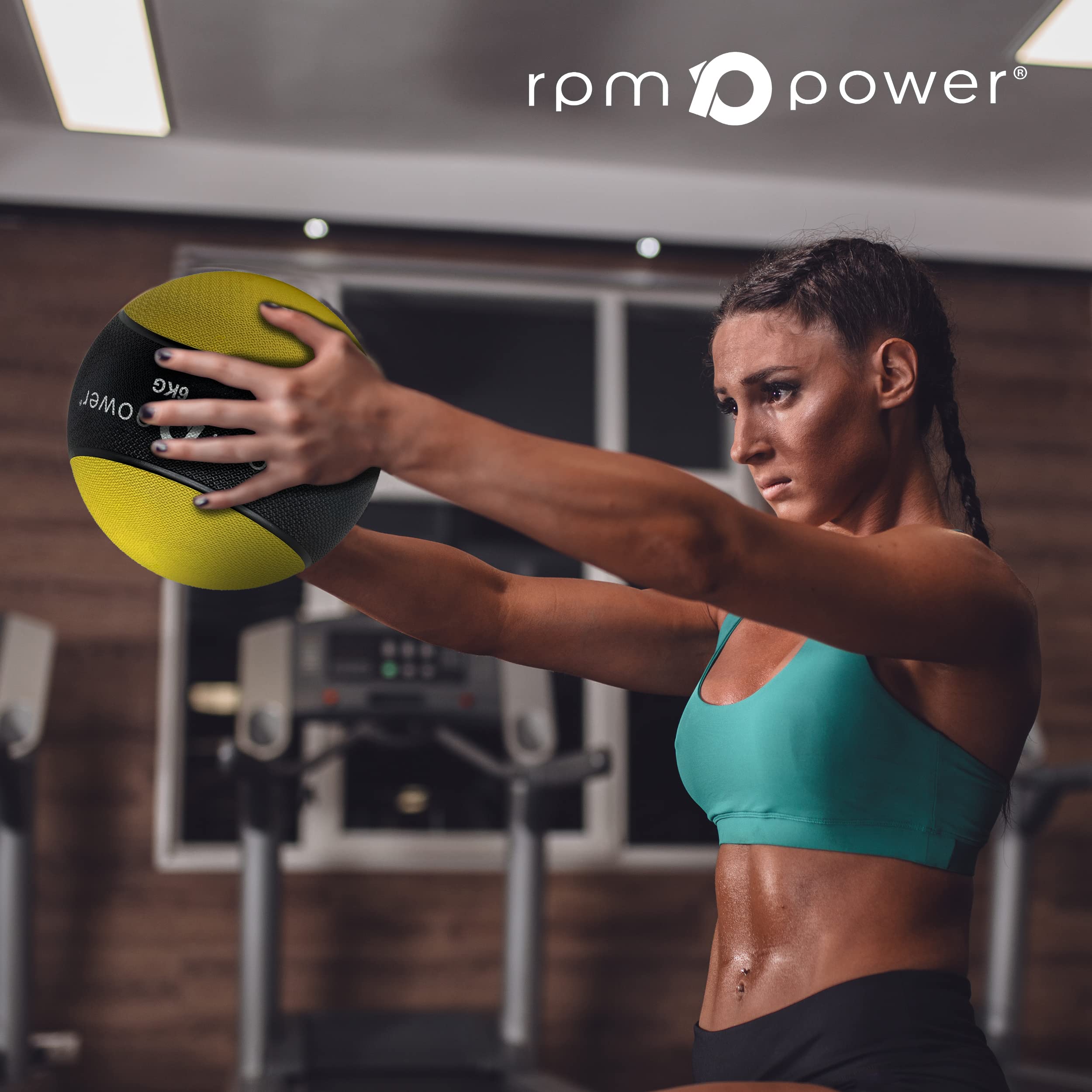 RPM Power Kulki lecznicze - gumowa kula ścienna z lekami z antypoślizgowym uchwytem do trzaskania, rzucania, odbijania, podnoszenia ciężarów, krzyżowania, plyometrii