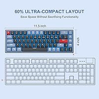 Vista 6 de MageGee SKY68 - Teclado mecánico para juegos, 68 teclas, compacto con retroiluminación LED azul, mini teclado ergonómico con cable para Windows PC