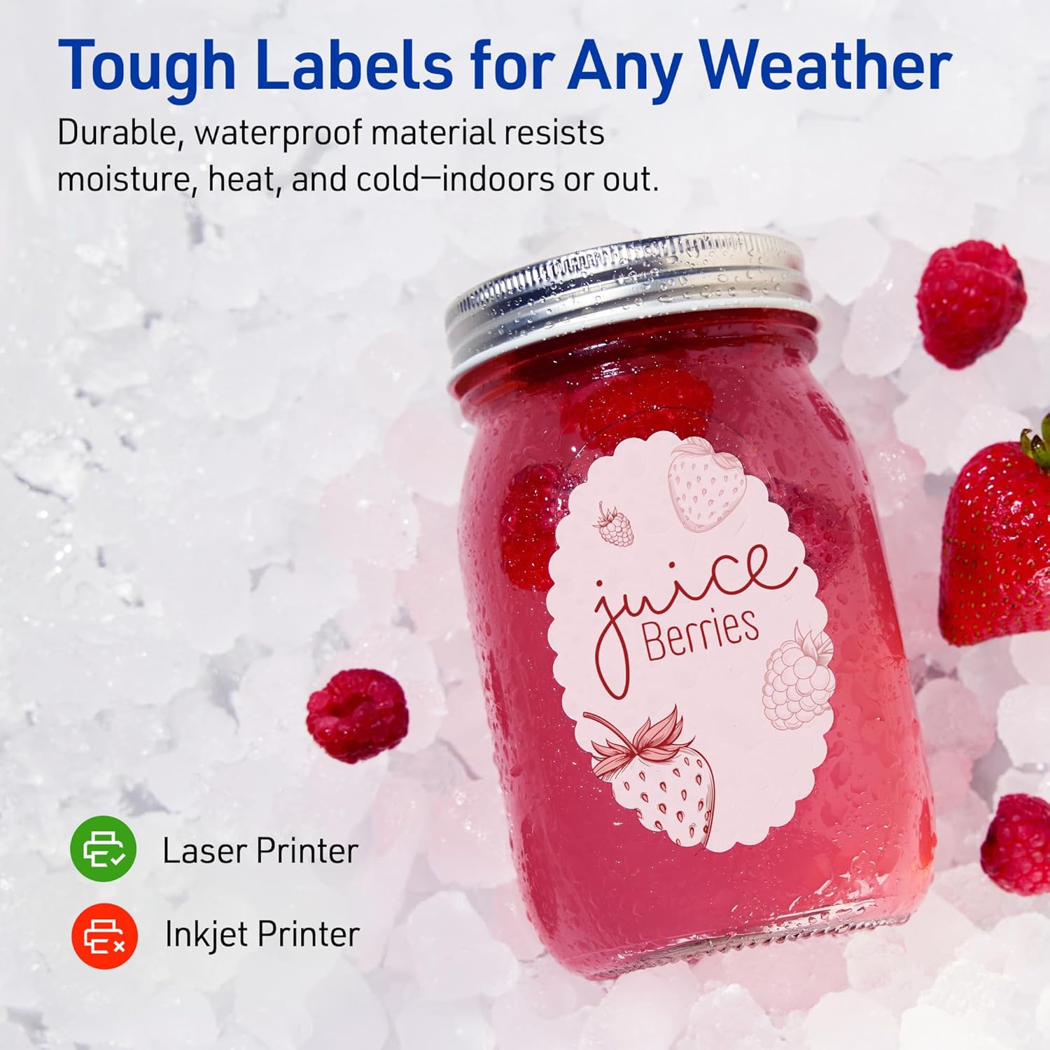 Avery Outdoor Waterproof Oval Scalloped Labels with Sure Feed Technology, 2" x 3", White Film, Print-to-The-Edge, Compatible with Laser Printers, 800 Labels Total