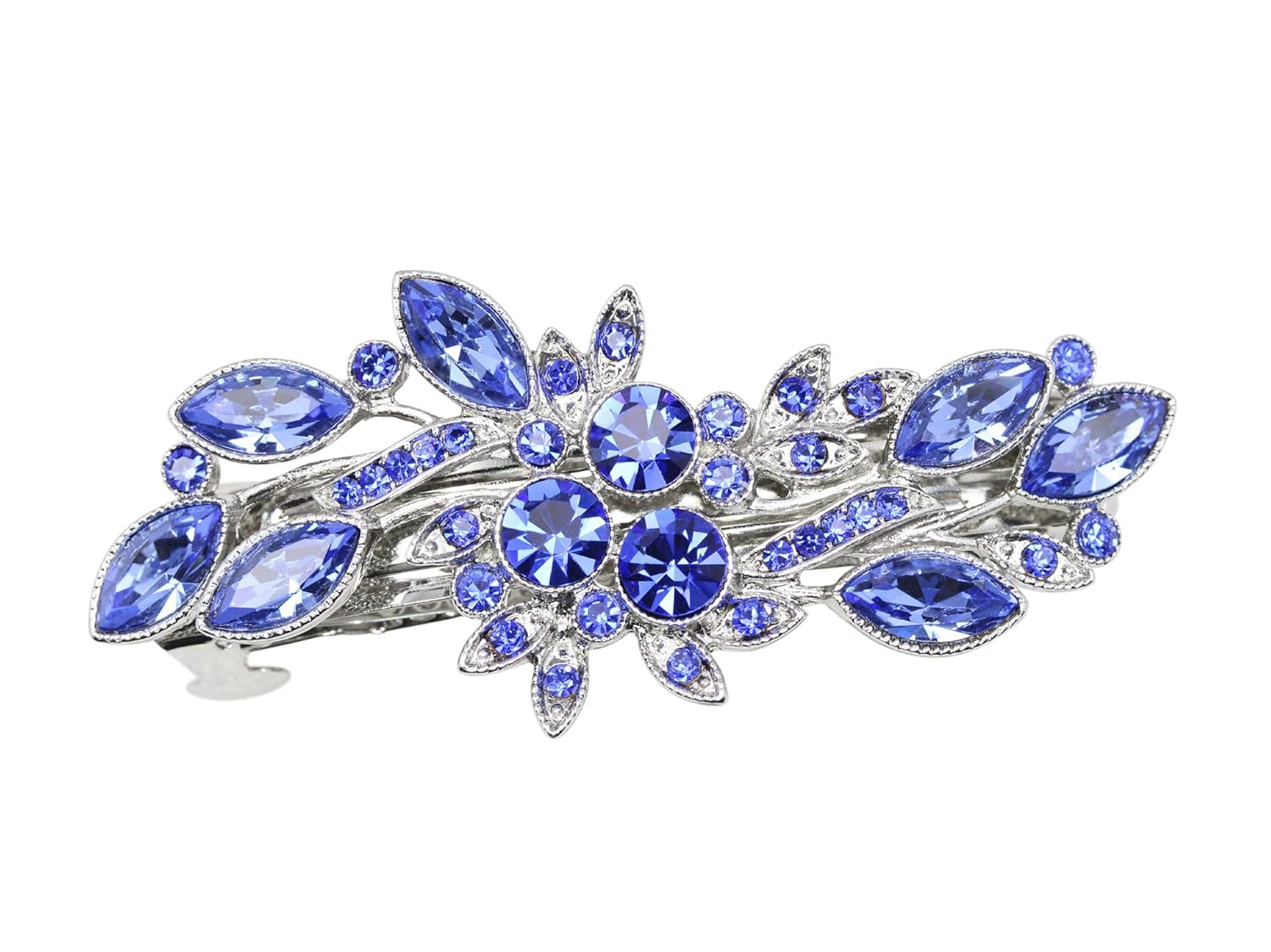 Faship Gorgeous Blue Rhinestone Crystal Flora Hair Barrette Clip