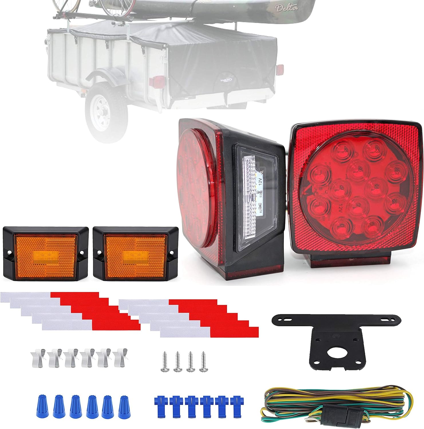 FUNDRIVING 12V Led Submersible Trailer Lights,Boat Trailer