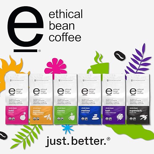 Miniatura 8 de Ethical Bean Fairtrade Organic Coffee, tostado medio clásico, café de grano entero (bolsa de 12 onzas), tostado medio clásico, 0.75 libras