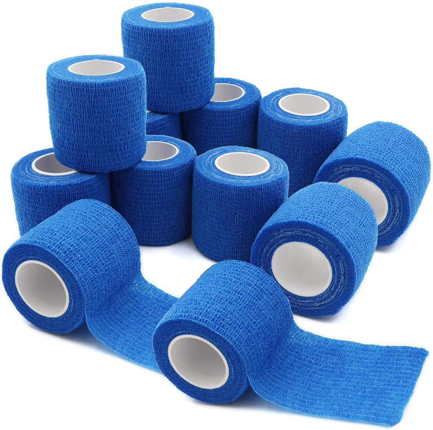 SelfAdherent Cohesive Bandage Blue Medical Wrap 12 Rolls 2" Wide x 5 Yards