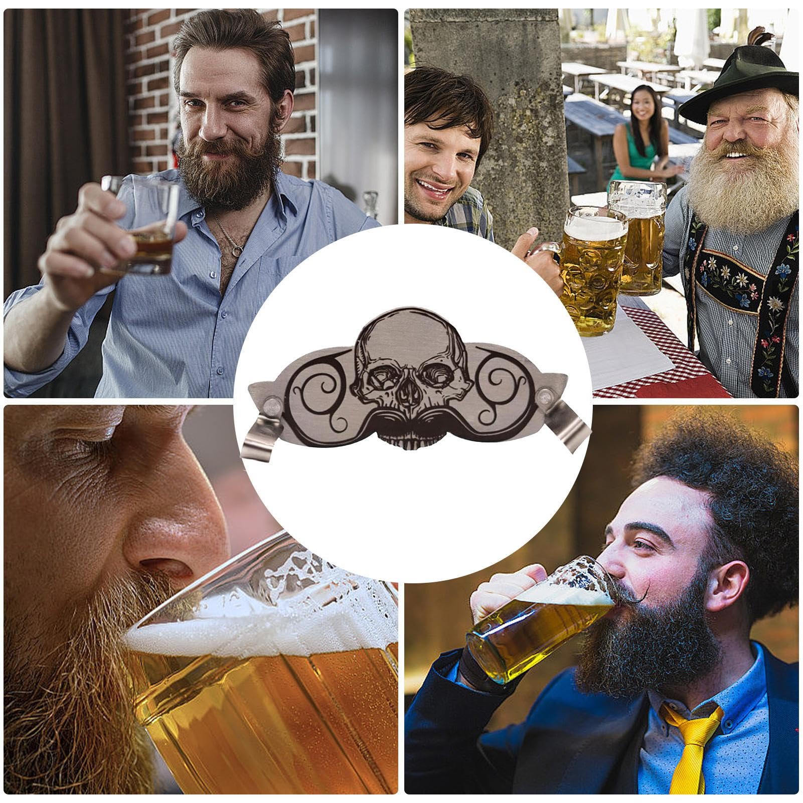 Protection pour tasse à moustache - Protection pour boire la moustache, décoration innovante avec tête de mort | boire la moustache avec protection de moustache en acier inoxydable, protection de