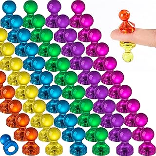 66PCS Fridge Magnets, 6 Assorted Color Small Push Pin Magnets for Whiteb...