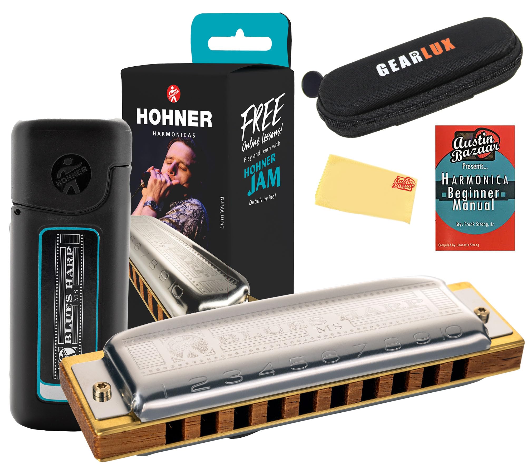 Amazon.com: Hohner 532 Blues Harp MS Harmonica - Key of C Bundle